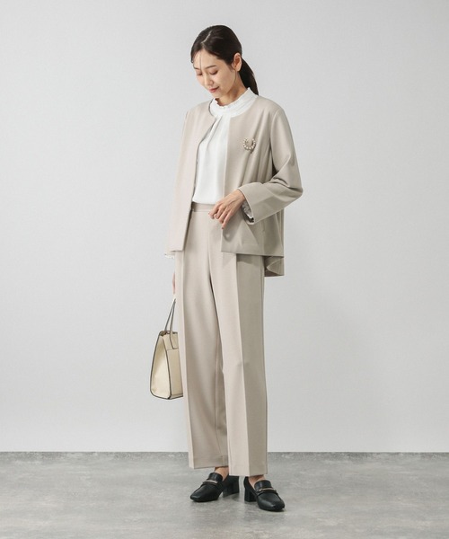 GLOBAL WORK(グローバルワーク)の「スゴラクストレッチクルージャケット3点セット/ 581024(セットアップ・レディース・ブラック/グレイッシュベージュ/ネイビー・SMALL/MEDIUM/LARGE)」の3枚目の写真