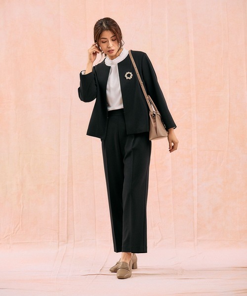 スゴラクストレッチクルージャケット3点セット/ 581024（パンツドレス