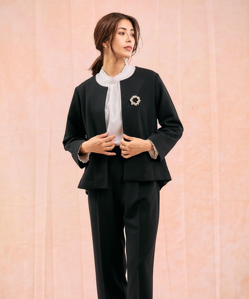 スゴラクストレッチクルージャケット3点セット/ 581024（パンツドレス