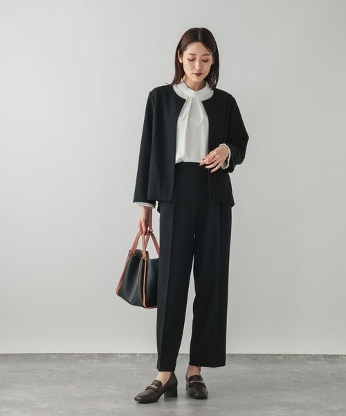 GLOBAL WORK(グローバルワーク)の「スゴラクストレッチクルージャケット3点セット/ 581024(セットアップ・レディース・ブラック/グレイッシュベージュ/ネイビー・SMALL/MEDIUM/LARGE)」の9枚目の写真