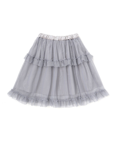 BeBe（ベベ）の「ラメチュールフリルティアードスカート（スカート・キッズ・オフホワイト/グレー・140cm/130cm/150cm/120cm）」の2枚目の写真