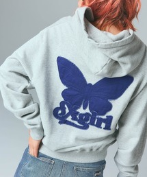 X-girl（エックスガール）の「BUTTERFLY PATCH SWEAT HOODIE（パーカー・レディース）」