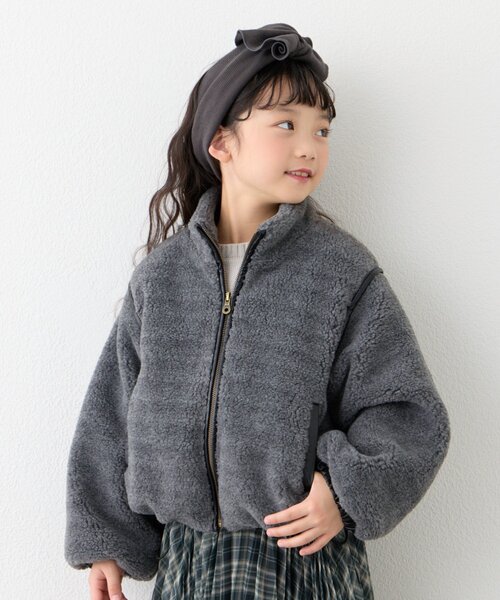 CIAOPANIC TYPY(チャオパニックティピー)の「【KIDS】【ジュニアサイズあり】気温対応ママとお揃い!ぬくかる2WAYマルチウェイボアジャケット(OSORO)(ブルゾン・キッズ・チャコールグレー/アイボリー・150/130/110)」の22枚目の写真