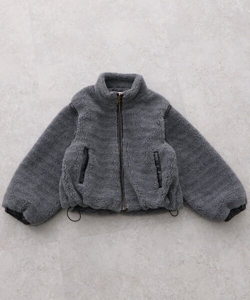CIAOPANIC TYPY(チャオパニックティピー)の「【KIDS】【ジュニアサイズあり】気温対応ママとお揃い!ぬくかる2WAYマルチウェイボアジャケット(OSORO)(ブルゾン・キッズ・チャコールグレー/アイボリー・150/130/110)」の8枚目の写真