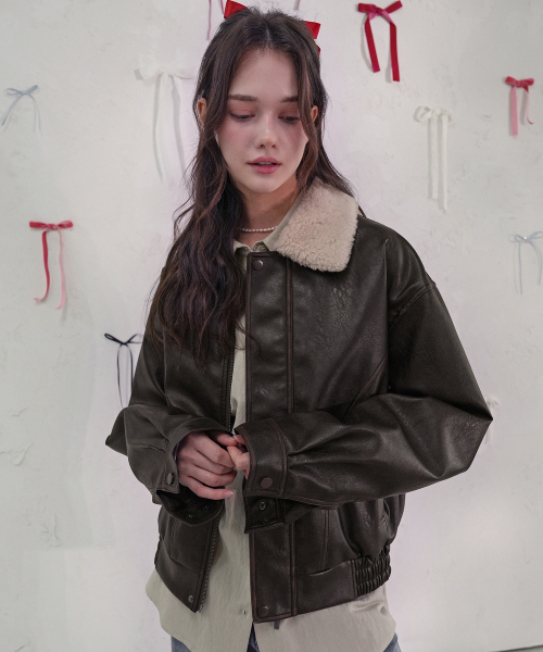 Vivacious(ビバシャス)の「Cafe Mocha Aviator Jacket BROWN(ライダースジャケット・レディース・ブラウン・FREE)」の2枚目の写真