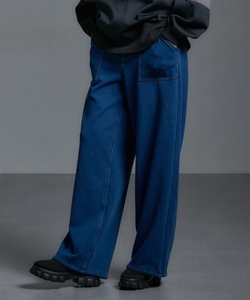 Soiunique（スワユニーク）の「裏シャギー超ワイドニットデニムパンツ ［Soiunique］（デニムパンツ・レディース・ネイビー/ワンウォッシュ・LL/L/M）」の2枚目の写真