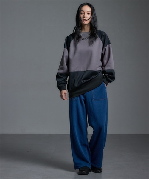 Soiunique（スワユニーク）の「裏シャギー超ワイドニットデニムパンツ ［Soiunique］（デニムパンツ・レディース・ネイビー/ワンウォッシュ・LL/L/M）」の4枚目の写真