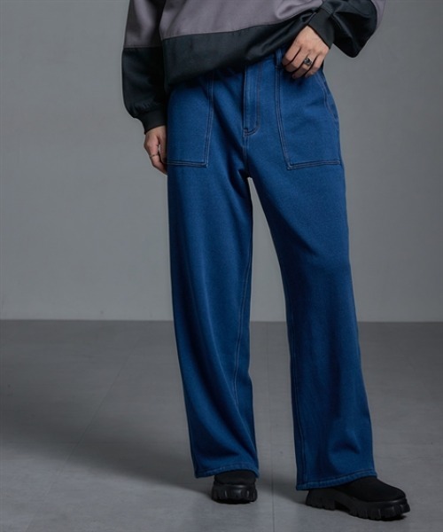 Soiunique（スワユニーク）の「裏シャギー超ワイドニットデニムパンツ ［Soiunique］（デニムパンツ・レディース・ネイビー/ワンウォッシュ・LL/L/M）」の7枚目の写真