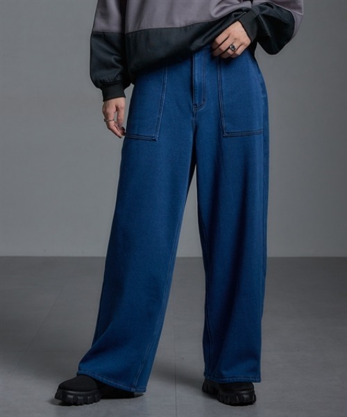 Soiunique（スワユニーク）の「裏シャギー超ワイドニットデニムパンツ ［Soiunique］（デニムパンツ・レディース・ネイビー/ワンウォッシュ・LL/L/M）」の8枚目の写真