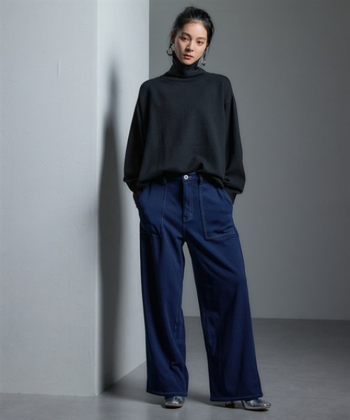 Soiunique（スワユニーク）の「裏シャギー超ワイドニットデニムパンツ ［Soiunique］（デニムパンツ・レディース・ネイビー/ワンウォッシュ・LL/L/M）」の9枚目の写真