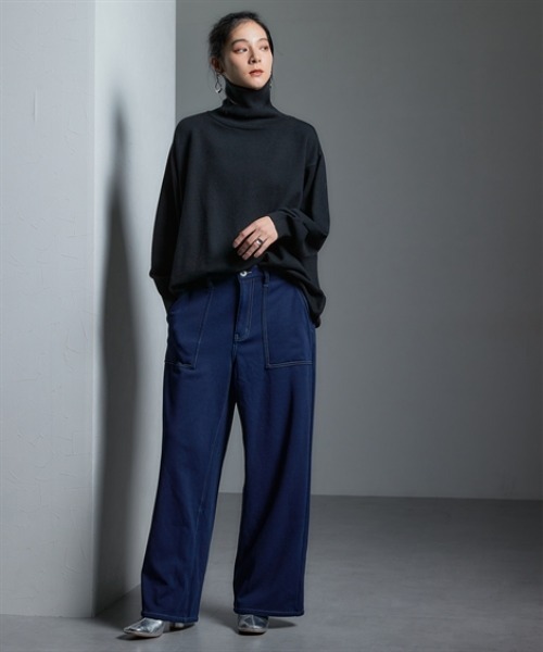 Soiunique（スワユニーク）の「裏シャギー超ワイドニットデニムパンツ ［Soiunique］（デニムパンツ・レディース・ネイビー/ワンウォッシュ・LL/L/M）」の10枚目の写真