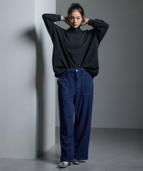 Soiunique（スワユニーク）の「裏シャギー超ワイドニットデニムパンツ ［Soiunique］（デニムパンツ・レディース・ネイビー/ワンウォッシュ・LL/L/M）」の11枚目の写真