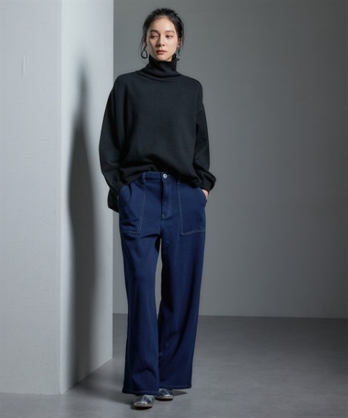 Soiunique（スワユニーク）の「裏シャギー超ワイドニットデニムパンツ ［Soiunique］（デニムパンツ・レディース・ネイビー/ワンウォッシュ・LL/L/M）」の12枚目の写真