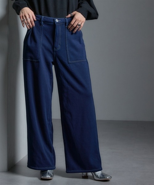 Soiunique（スワユニーク）の「裏シャギー超ワイドニットデニムパンツ ［Soiunique］（デニムパンツ・レディース・ネイビー/ワンウォッシュ・LL/L/M）」の14枚目の写真