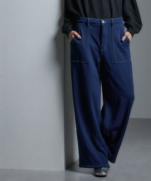 Soiunique（スワユニーク）の「裏シャギー超ワイドニットデニムパンツ ［Soiunique］（デニムパンツ・レディース・ネイビー/ワンウォッシュ・LL/L/M）」の15枚目の写真