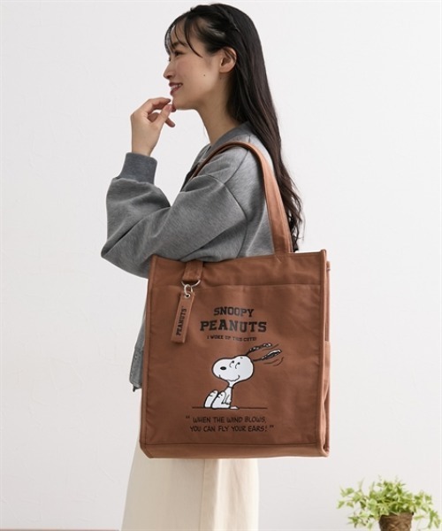 PEANUTS(ピーナッツ)の「スヌーピー 10ポケットカラーキャンバストートバッグ(A4対応)(トートバッグ・レディース・グレー/ブルーグレー/ダークオレンジ・FREE)」の4枚目の写真