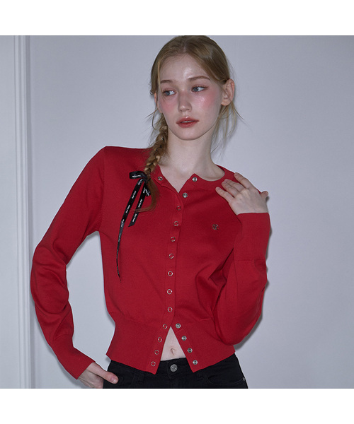 ROSEFRANTZ（ロゼフランツ）の「Eyelet Round Cardigan [9color]（カーディガン/ボレロ・レディース・ホワイト/PINK/レッド/Beige/ネイビー/グレー/ライトイエロー/ブラック/スカイブルー・FREE）」の9枚目の写真