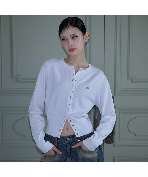 45R コットンツイード ボレロカーディガン Eyelet Round Cardigan [9color]（カーディガン/ボレロ）｜ROSEFRANTZ