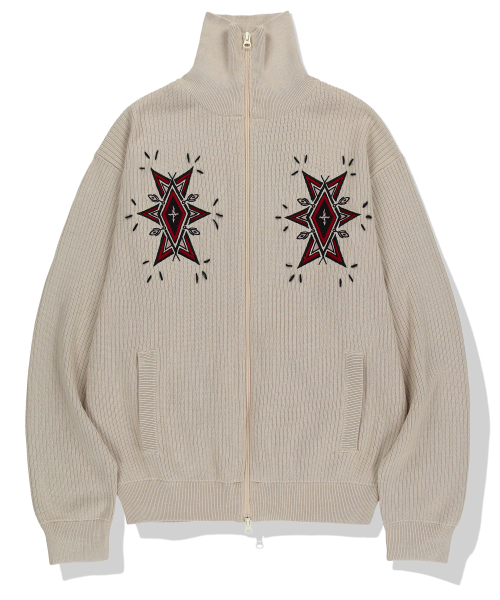 NOT4NERD(ノットフォーナード)の「Angel Argyle Knit Track Jacket - Beige(カーディガン/ボレロ・レディース・その他・LARGE/X-LARGE/MEDIUM)」の1枚目の写真