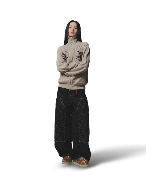 NOT4NERD(ノットフォーナード)の「Angel Argyle Knit Track Jacket - Beige(カーディガン/ボレロ・レディース・その他・LARGE/X-LARGE/MEDIUM)」の7枚目の写真