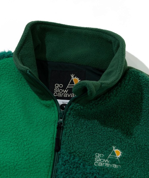 go slow caravan（ゴースローキャラバン）の「ボア×フリース パッチワークショートベスト W（その他アウター・レディース・ピンク/ブラック/グリーン・FREE）」の4枚目の写真