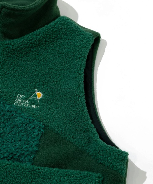 go slow caravan（ゴースローキャラバン）の「ボア×フリース パッチワークショートベスト W（その他アウター・レディース・ピンク/ブラック/グリーン・FREE）」の5枚目の写真