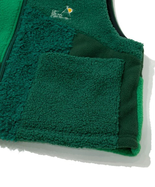 go slow caravan（ゴースローキャラバン）の「ボア×フリース パッチワークショートベスト W（その他アウター・レディース・ピンク/ブラック/グリーン・FREE）」の6枚目の写真