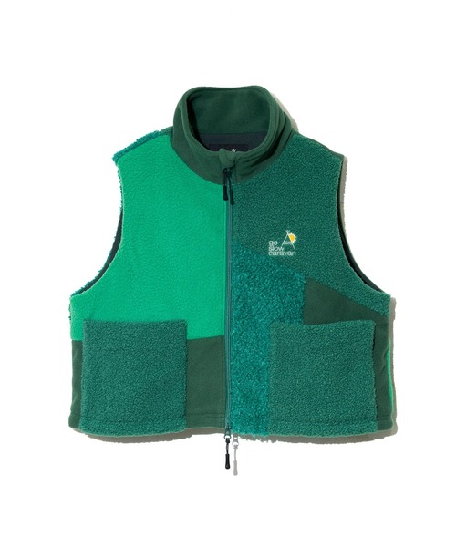 go slow caravan（ゴースローキャラバン）の「ボア×フリース パッチワークショートベスト W（その他アウター・レディース・ピンク/ブラック/グリーン・FREE）」の17枚目の写真