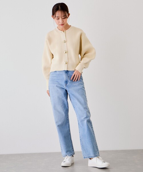 Jayro（ジャイロ）の「ビッグ釦柄切替バルーンカーディガン（カーディガン/ボレロ・レディース・オフホワイト/ブラック/オレンジ・FREE）」の16枚目の写真