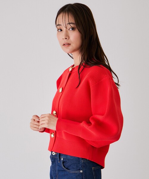 Jayro（ジャイロ）の「ビッグ釦柄切替バルーンカーディガン（カーディガン/ボレロ・レディース・オフホワイト/ブラック/オレンジ・FREE）」の20枚目の写真