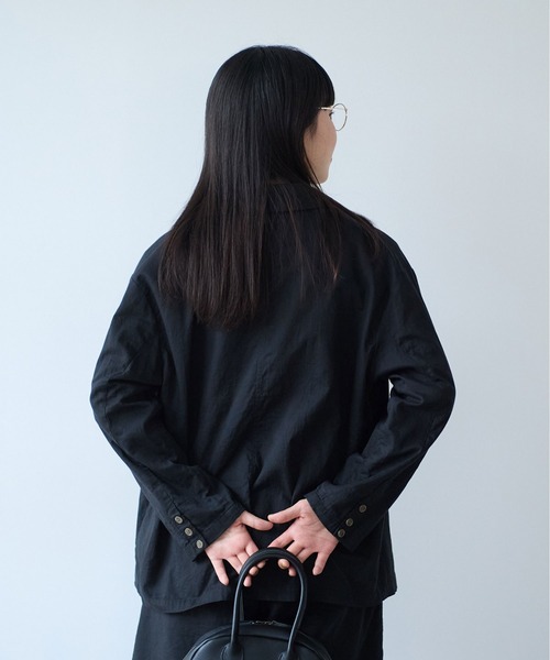 bulle de savon（ビュルデサボン）の「オーガニックコットン Wガーゼ ジャケット（テーラードジャケット・レディース・アイボリー/ブラック・FREE）」の19枚目の写真
