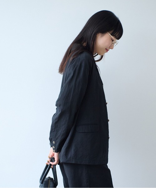 bulle de savon（ビュルデサボン）の「オーガニックコットン Wガーゼ ジャケット（テーラードジャケット・レディース・アイボリー/ブラック・FREE）」の20枚目の写真