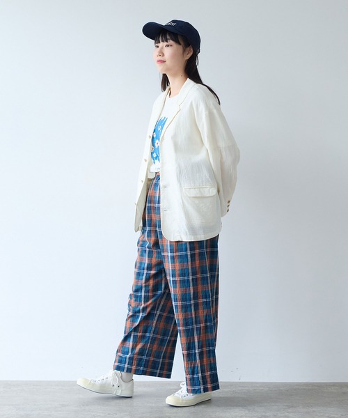 bulle de savon（ビュルデサボン）の「オーガニックコットン Wガーゼ ジャケット（テーラードジャケット・レディース・アイボリー/ブラック・FREE）」の10枚目の写真