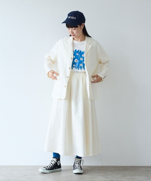 bulle de savon（ビュルデサボン）の「オーガニックコットン Wガーゼ ジャケット（テーラードジャケット・レディース・アイボリー/ブラック・FREE）」の12枚目の写真