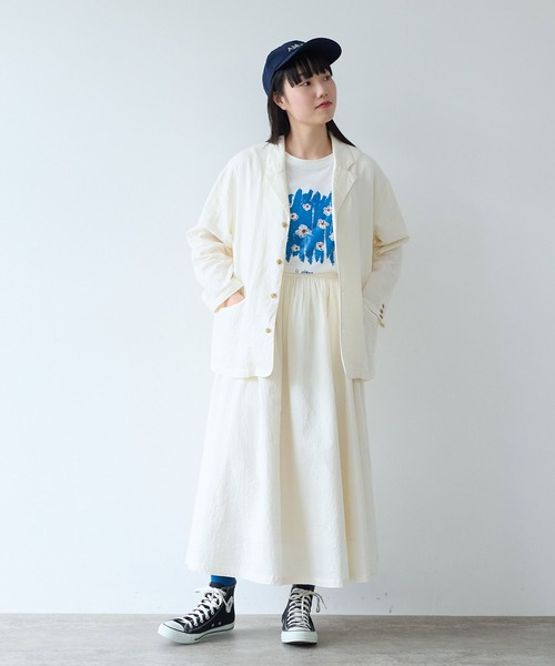 bulle de savon（ビュルデサボン）の「オーガニックコットン Wガーゼ ジャケット（テーラードジャケット・レディース・アイボリー/ブラック・FREE）」の13枚目の写真