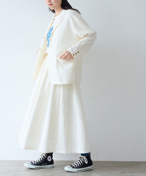 bulle de savon（ビュルデサボン）の「オーガニックコットン Wガーゼ ジャケット（テーラードジャケット・レディース・アイボリー/ブラック・FREE）」の14枚目の写真
