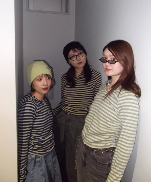 JEANASIS(ジーナシス)の「【25quee】ヘンリーボーダーフーディ/636183(パーカー・レディース・ベージュ系その他/ネイビー系/イエロー系その他・FREE)」の5枚目の写真