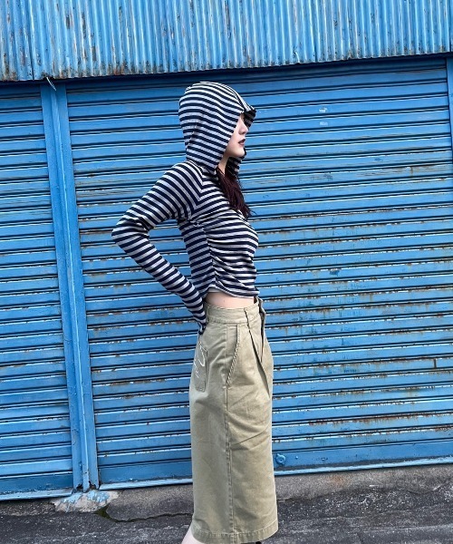 JEANASIS(ジーナシス)の「【25quee】ヘンリーボーダーフーディ/636183(パーカー・レディース・ベージュ系その他/ネイビー系/イエロー系その他・FREE)」の17枚目の写真