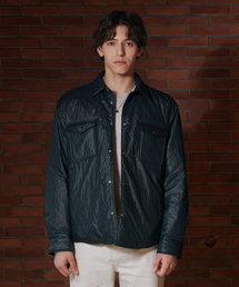 PRODESHIRT（プロデシャツ）の「ペイタントレザーパディングシャケット（トパーズブルー）（ダウンジャケット/コート）」