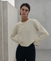 DEVIWEAR（デヴィウェア）の「ヨガ レディース DEVI-T0111-クリーム ピラティス アンバランスカットティーシャツ（Tシャツ/カットソー）」