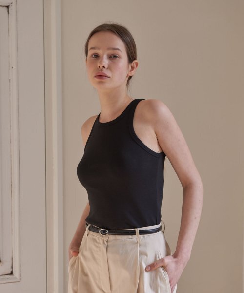 38COMEONCOMMON(38カモンコモン)の「Curved Rib Sleeveless (Black)(Tシャツ/カットソー・レディース・その他・FREE)」の1枚目の写真