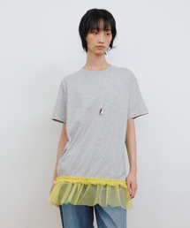 Majournee（マジョネ）の「SHIRRING DETAIL T-SHIRT_GREY/YELLOW（Tシャツ/カットソー）」