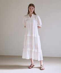 カンカンシフォンフリルドレス - ホワイト