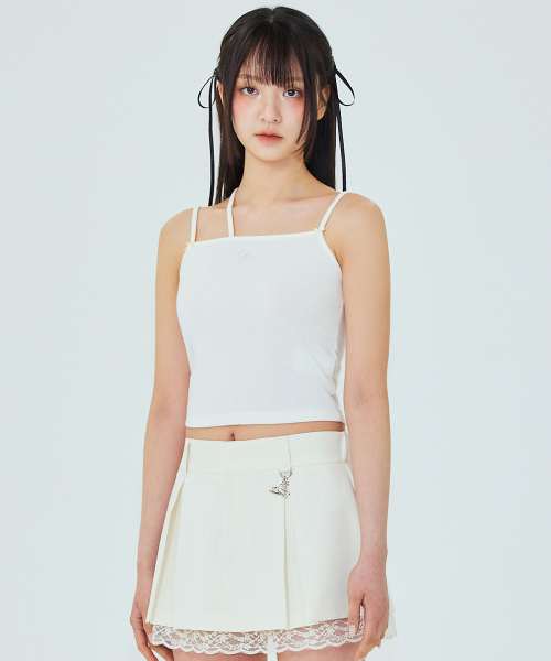 PLASMASPHERE(プラズマスフィア)の「クリームのファンシートップ(リボンストラップノースリーブ)(Tシャツ/カットソー・レディース・アイボリー・FREE)」の1枚目の写真