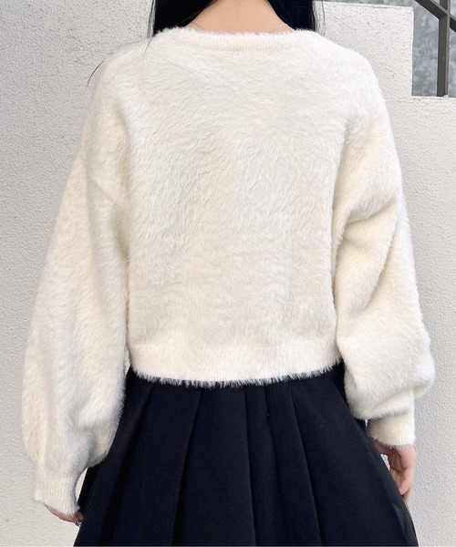 INGNI(イング)の「ショート丈フェザー3段ロゴニット(ニット/セーター・レディース・ネイビー系/ホワイト×ブラック/ピンク系7/ライトグレー系6・M)」の8枚目の写真