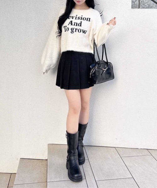 INGNI(イング)の「ショート丈フェザー3段ロゴニット(ニット/セーター・レディース・ネイビー系/ホワイト×ブラック/ピンク系7/ライトグレー系6・M)」の10枚目の写真