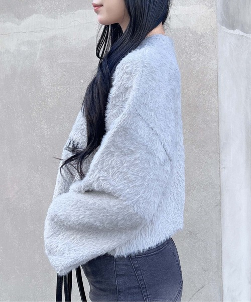 INGNI(イング)の「ショート丈フェザー3段ロゴニット(ニット/セーター・レディース・ネイビー系/ホワイト×ブラック/ピンク系7/ライトグレー系6・M)」の13枚目の写真