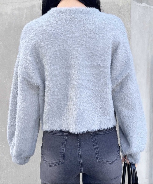 INGNI(イング)の「ショート丈フェザー3段ロゴニット(ニット/セーター・レディース・ネイビー系/ホワイト×ブラック/ピンク系7/ライトグレー系6・M)」の14枚目の写真