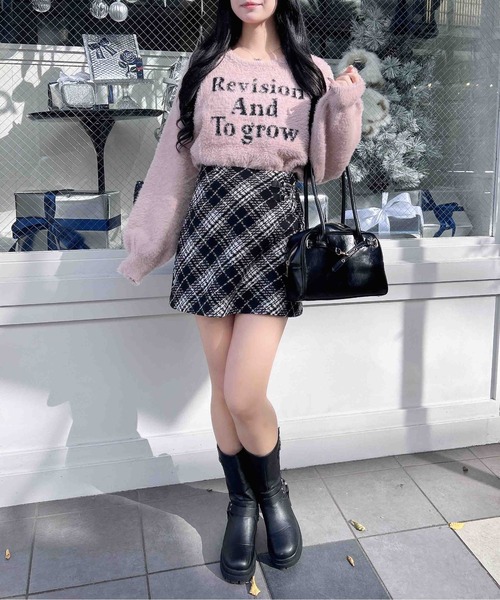 INGNI(イング)の「ショート丈フェザー3段ロゴニット(ニット/セーター・レディース・ネイビー系/ホワイト×ブラック/ピンク系7/ライトグレー系6・M)」の21枚目の写真