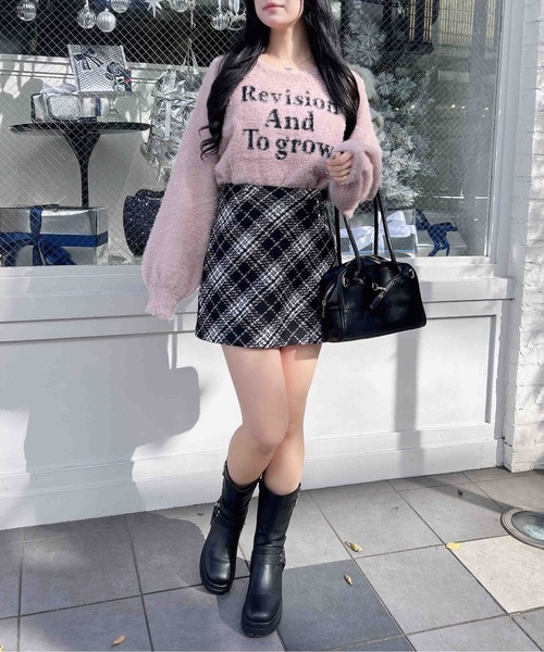 INGNI(イング)の「ショート丈フェザー3段ロゴニット(ニット/セーター・レディース・ネイビー系/ホワイト×ブラック/ピンク系7/ライトグレー系6・M)」の22枚目の写真